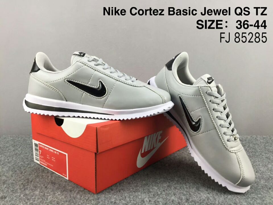 Women NiKe Cortez Basic Jewel QS TZ Grey Black Shoes